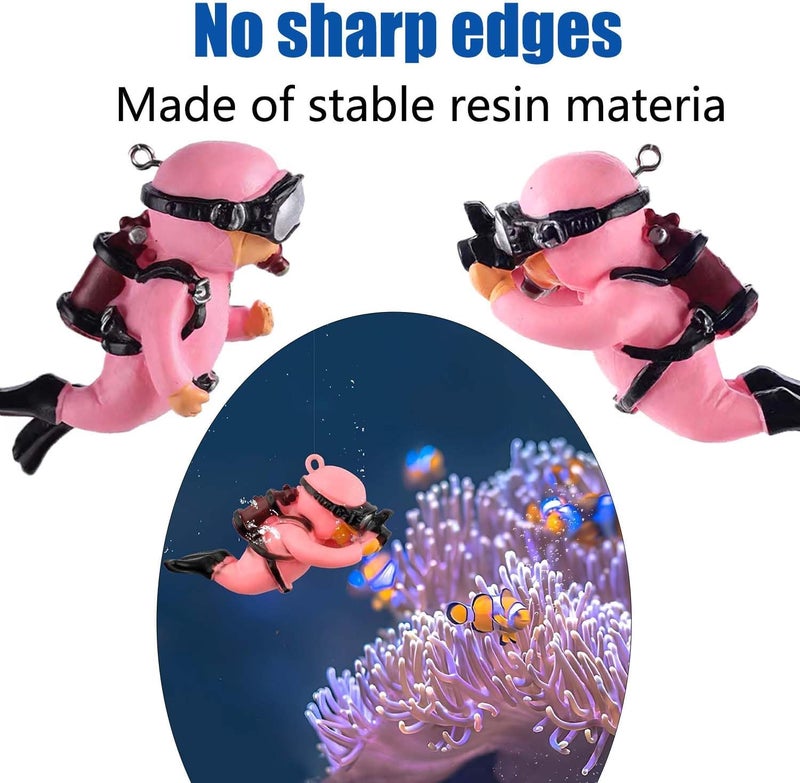 Wonfly 2-Pack Tank Decorations, Cute Little Diver, Aquarium Decoration Accessories Ornaments with Float Ball, Playmate for Tank Suitable for All Kinds of Fish and Tanks (Pink) - Image 3